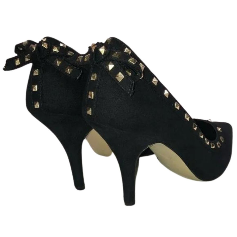 Elle Black Studded Heels with Bows